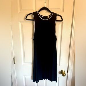 Black and white open back tank dress